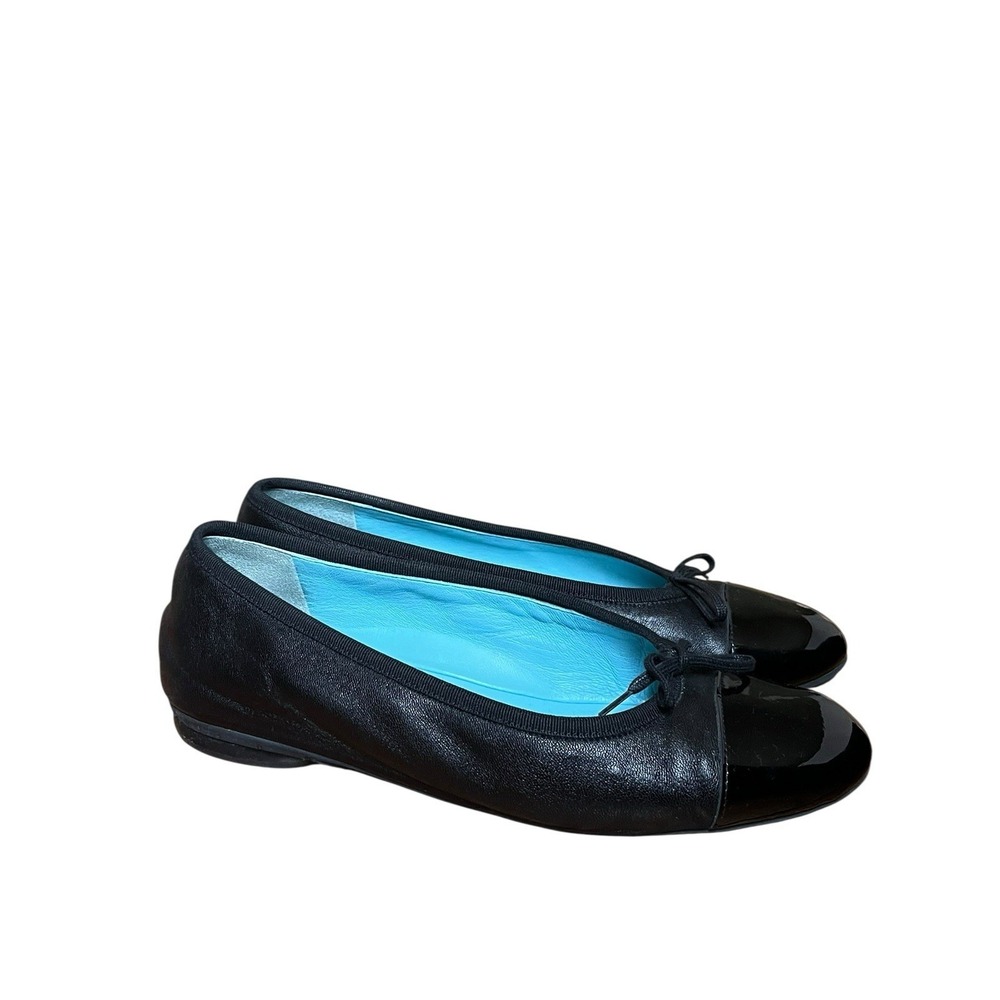 Thierry‎ Rabotin Gem Black Napa Leather Cap Toe Ballet Flats Size 9.5/40  EUC